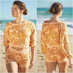 L*Space Plumeria Knit Lounge Set Pullover Top & Shorts Women's Size S